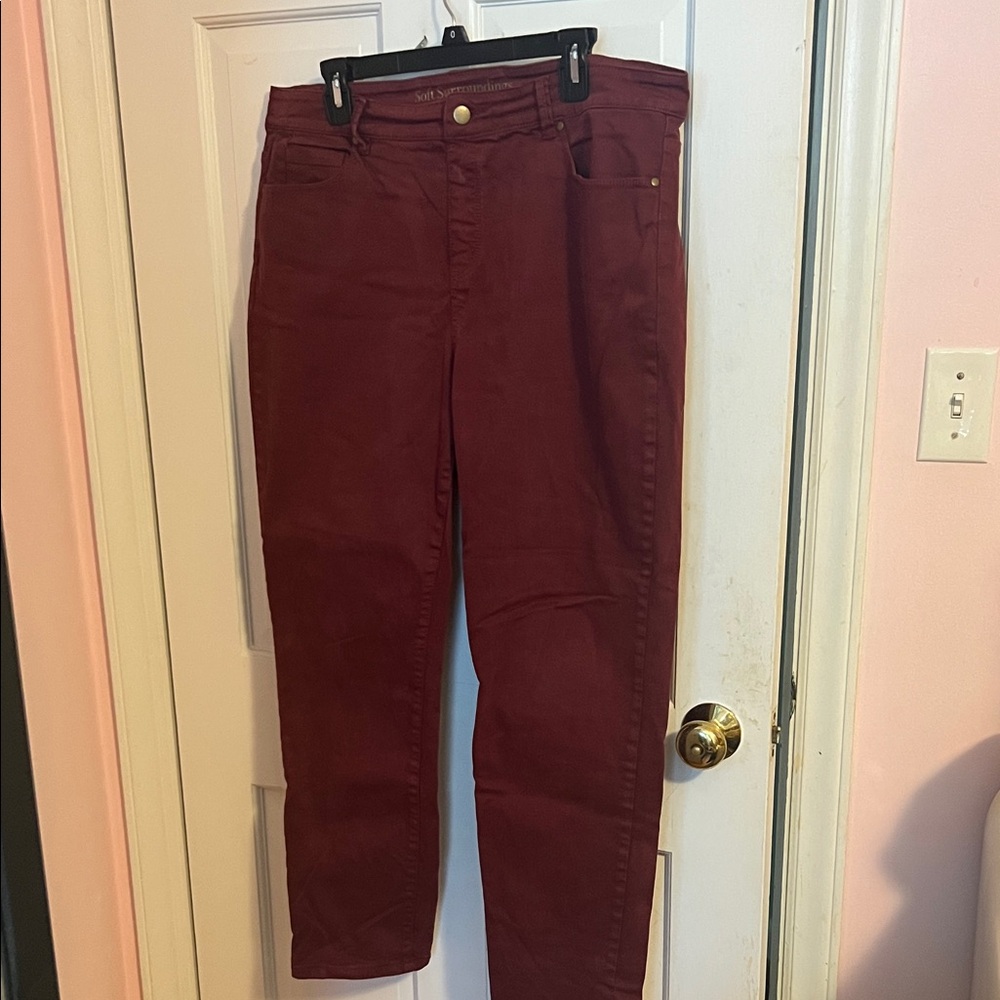 Soft Surroundings Deep Red straight leg Jeans size L